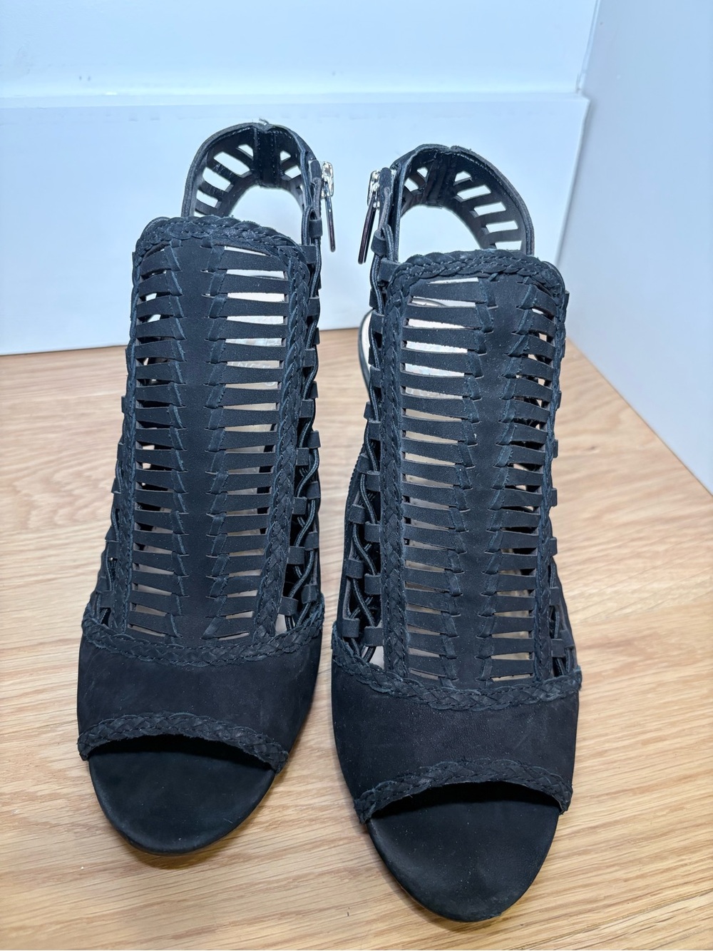 Vince Camuto Black Cutout Cone Heel Sandals Size 9